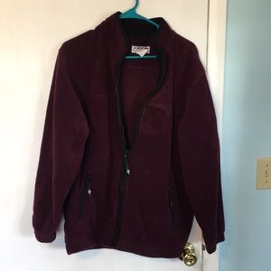 Dark purple fleece jacket w/ black trim